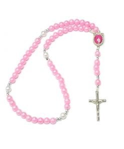 Alternative view of Tr014v01 - Terço rosa acrílico nº 8