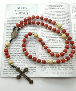 Terço das Mãos Ensanguentadas com fragrância de rosas