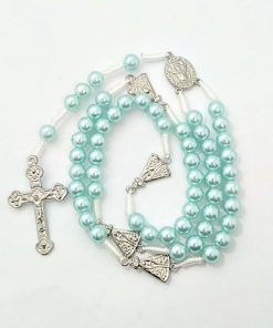 Terço com Pai Nosso Aparecida em acrílico nº 8 (azul claro).