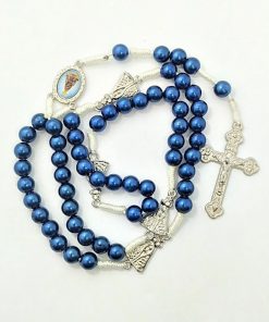 Terço com Pai Nosso Aparecida em acrílico nº 8 (azul escuro).