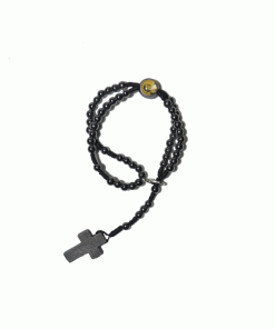 Alternative view of Tp015 - Tercinho de Pulso Hematita nº 4 c/ medalha Abs e Cruz Madeira