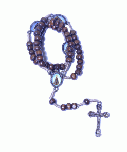 Tr023 - Terço Madeira nº 6 c/ pai nosso (Marrom Escuro)