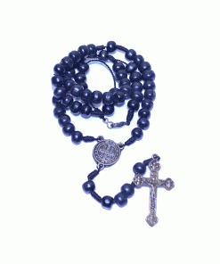 Tr069 - Terço Madeira Escura São Bento ( pescoço)