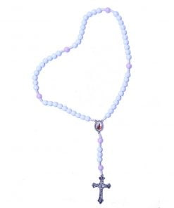 Alternative view of Tr090 - Terço Acrílico nº 8 Branco c/ Pai Nosso Rosa