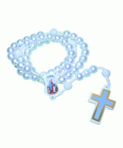 Tr150 - Terço Acrílico nº10 c/ pai nosso framboesa, entremeio e cruz acrílica