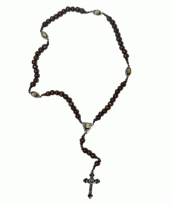 Tr201 - Terço Madeira Trevo Triangulo São Bento (Marrom) nº 10