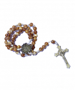 Tr144 - Terço Acrílico nº 6 pai nosso medalha zamak (São Bento)