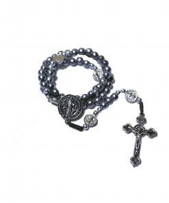 Tr168 - Terço Acrílico nº 6 Pai nosso medalha de São Bento