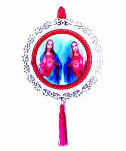 Av023 - Adorno Redondo 18 cm (Sagrado Coração de Jesus e de Maria)